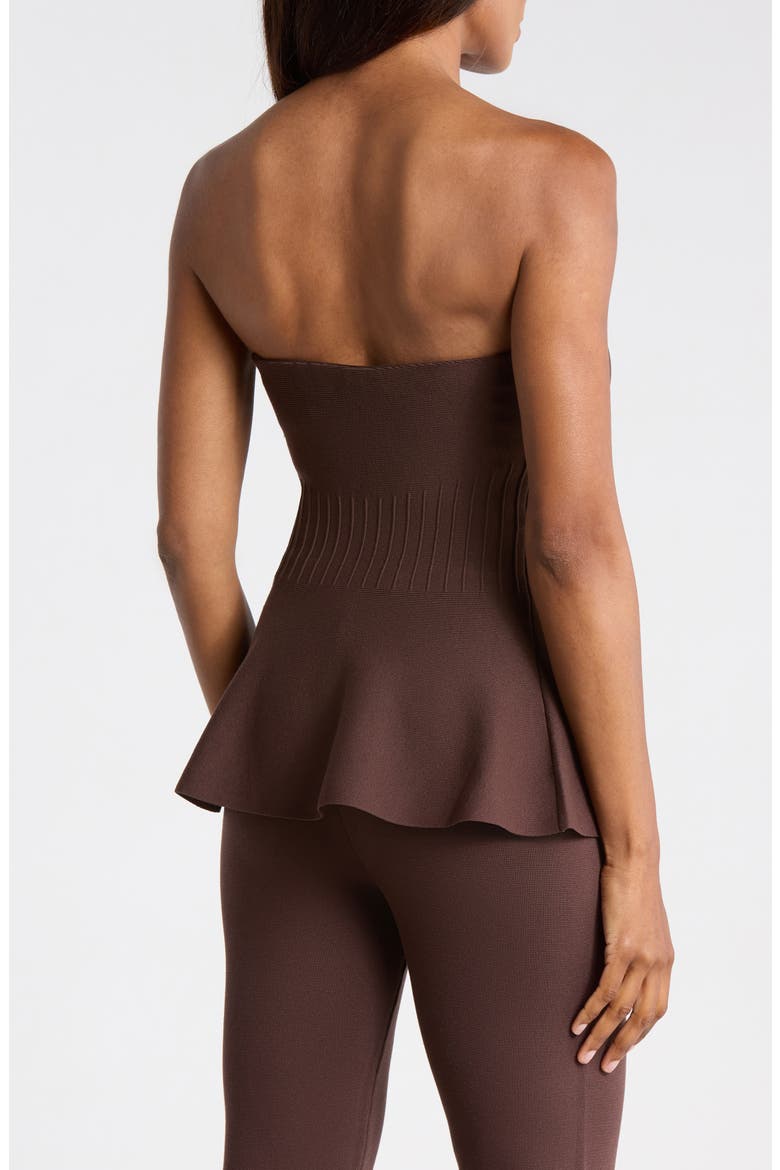 Strapless Peplum Top, Alternate, color, FUDGE