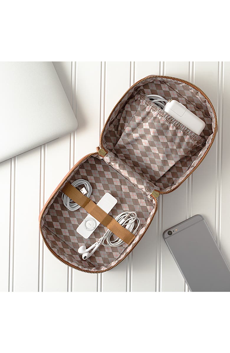 Cathy's Concepts Monogram Vegan Leather Tech Travel Case, Alternate, color,