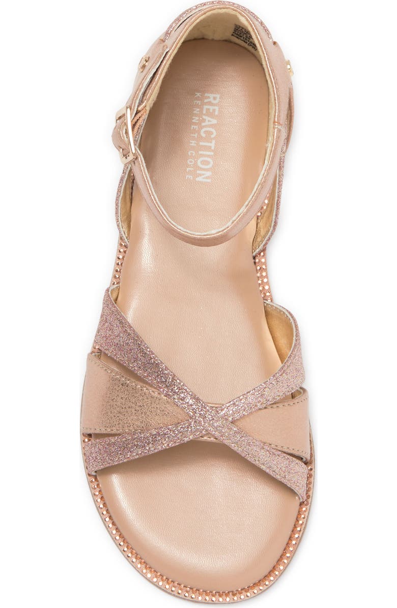Kenneth Cole Brianne Laura Metallic Glitter Strap Flat Sandal, Alternate, color,