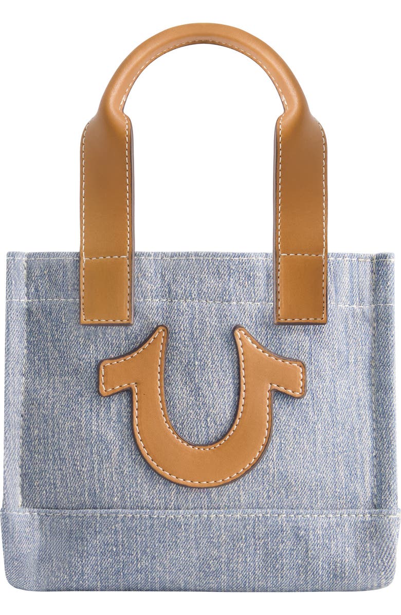 True Religion TR Mini Denim Tote Bag, Main, color, Light Blue