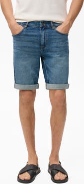MANGO Slim Fit Denim Bermuda Shorts