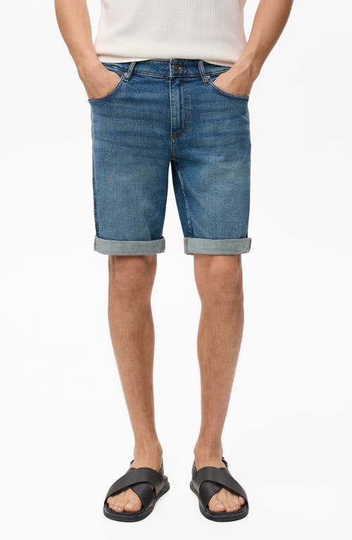 Mango Slim Fit Denim Bermuda Shorts In Blue