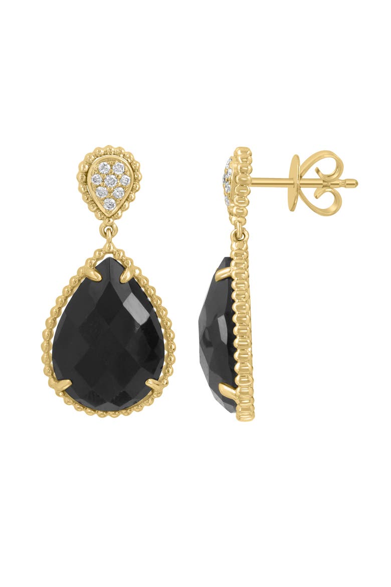 14Ky Diamond,Onyx Earrings, Alternate, color, Hematite and FW Blush Pearl