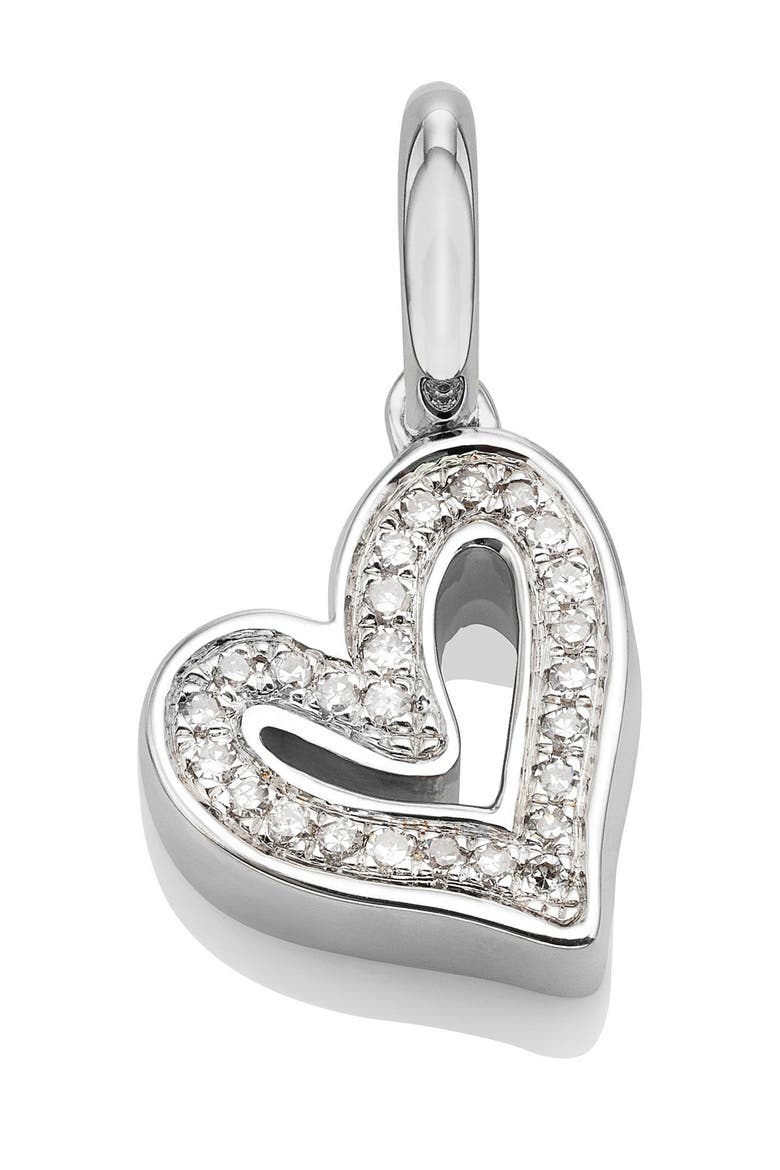 Alphabet Heart Diamond Pendant Charm, Main, color, SILVER