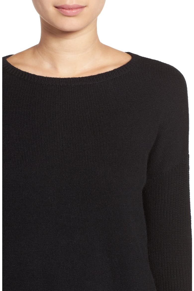 Asymmetrical Hem Sweater, Alternate, color, BLACK