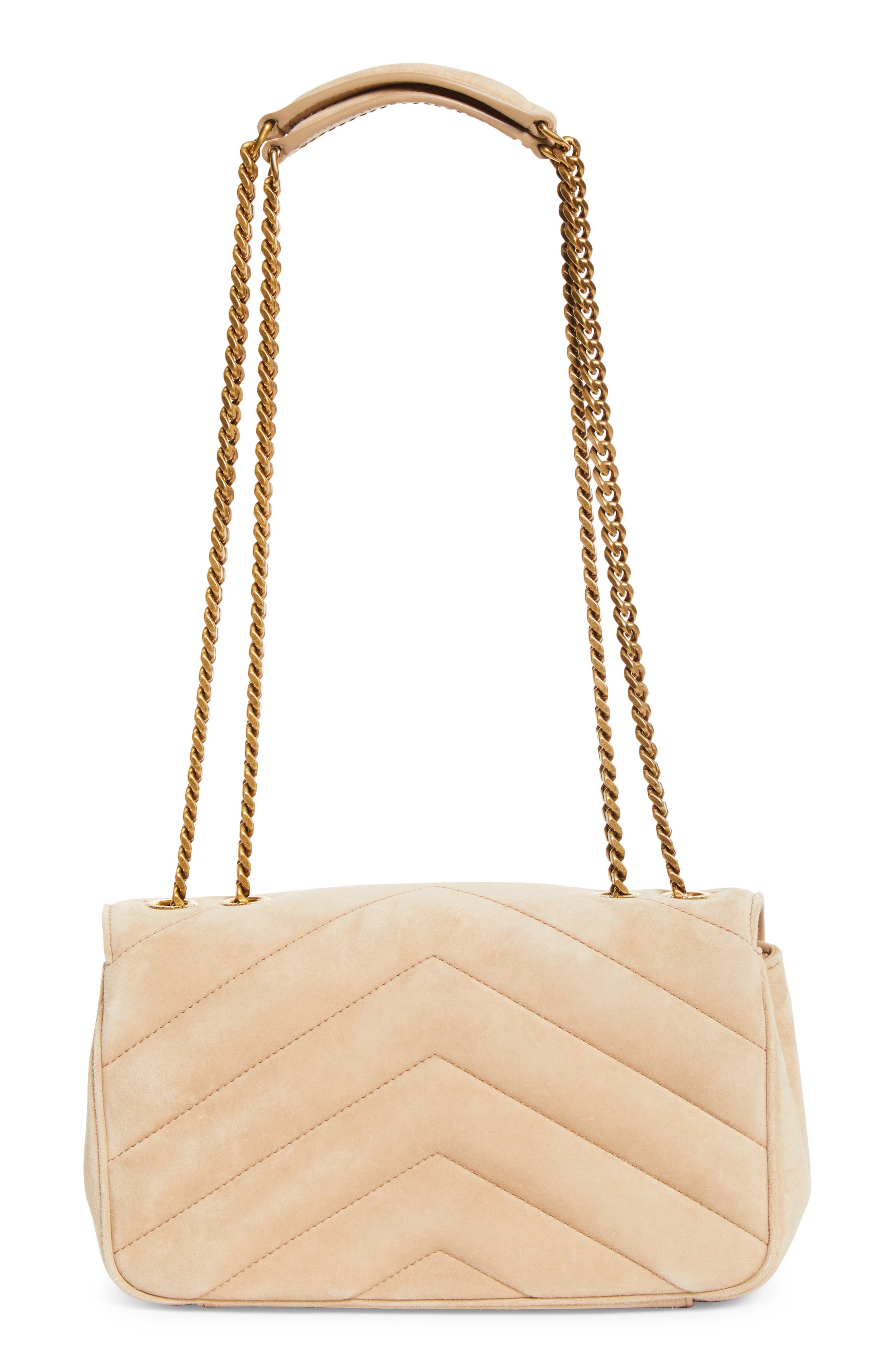 Saint Laurent Small Loulou Chain Leather Shoulder Bag, Alternate, color, Soft Beige