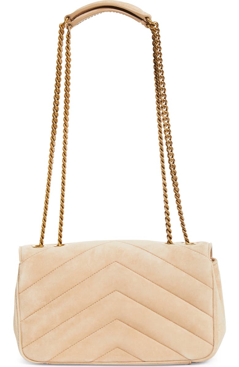 Saint Laurent Small Loulou Chain Leather Shoulder Bag, Alternate, color, Soft Beige