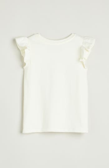 Kids' Ruffle Sleeve Cotton Graphic T-Shirt