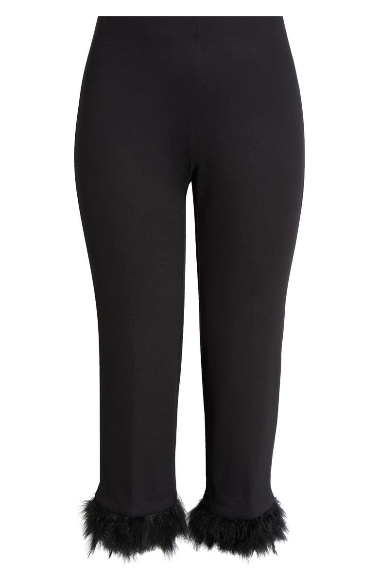 Anne Klein Crop Feather Trim Pull-On Pants, Alternate, color,