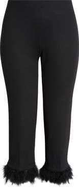 Anne Klein Crop Feather Trim Pull-On Pants