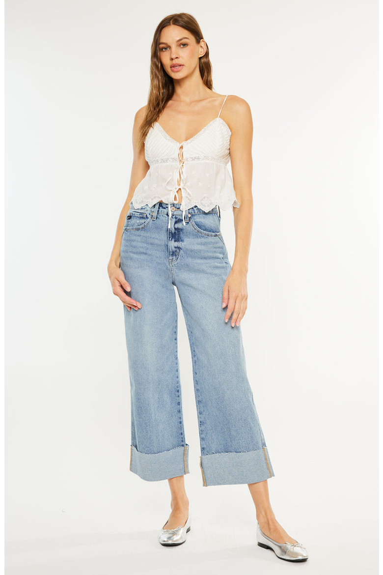 Alfie 90s High Rise Cropped Wide Leg Jeans, Alternate, color, Medium Wash