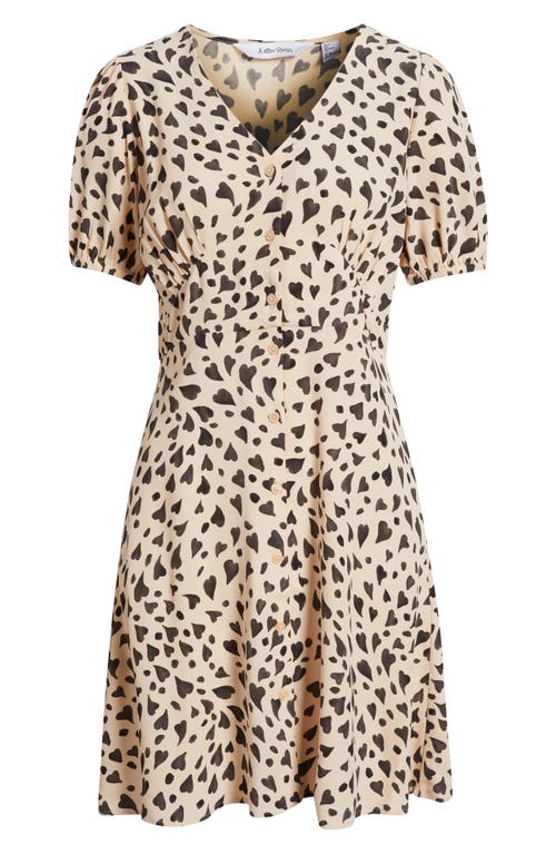 & Other Stories Zora Heart Print Dress In Beige Medium Dusty