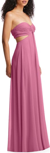 Strapless Empire Waist Chiffon Gown