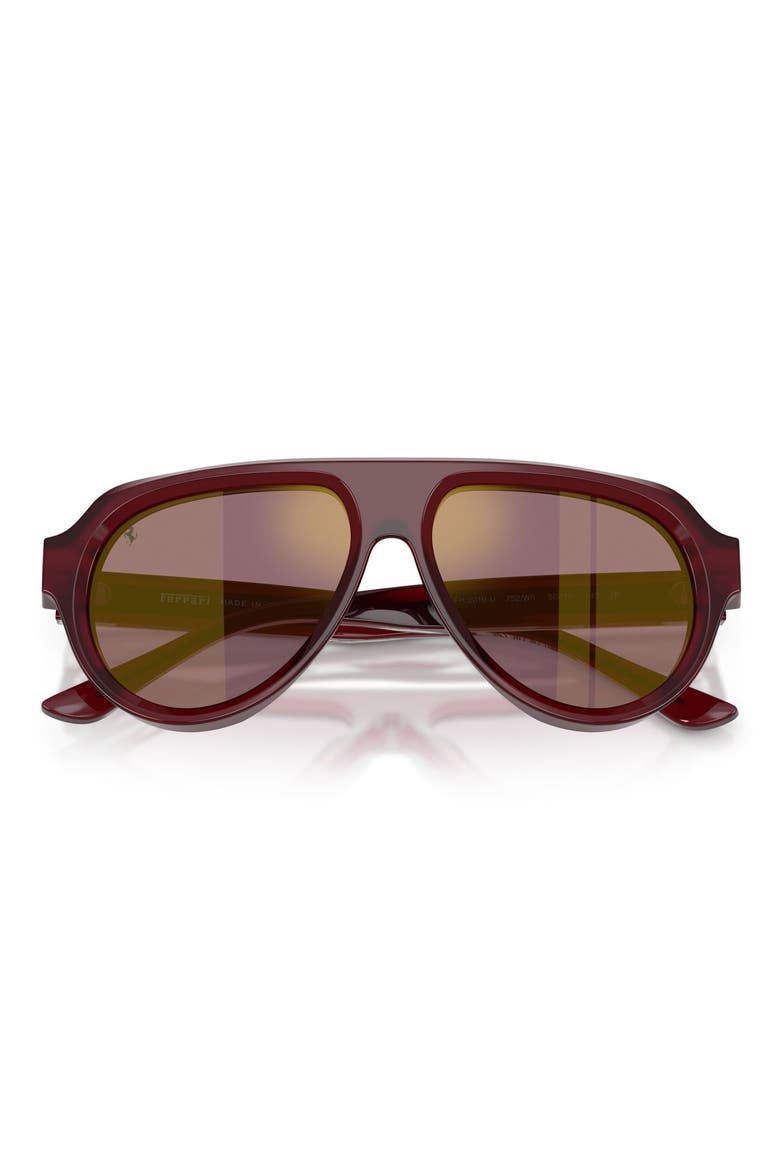 56mm Polarized Mirrored Pilot Sunglasses, Alternate, color, OPAL RED / POLAR VIOLET GOLD
