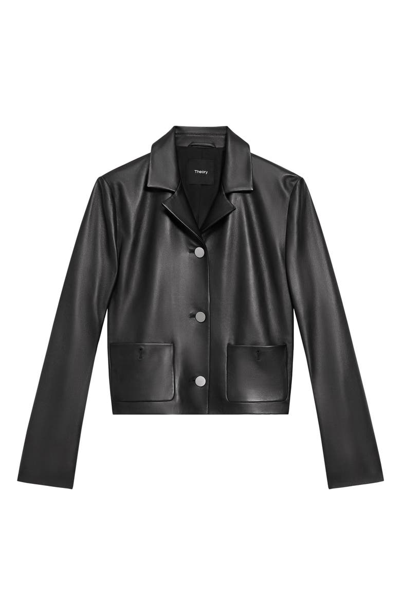 Theory Boxy Crop Leather Jacket, Alternate, color, 