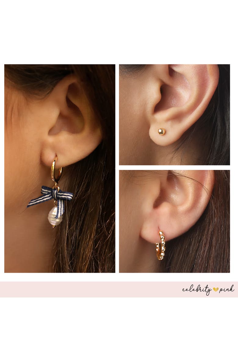 Womens Gold-Tone Hoop Earrings and Stud Earring Pack of 6 | 6-Pack, Small Hoops and Stud Earrings, Everyday Gold Jewelry for Women, Alternate, color, Gold-Tone