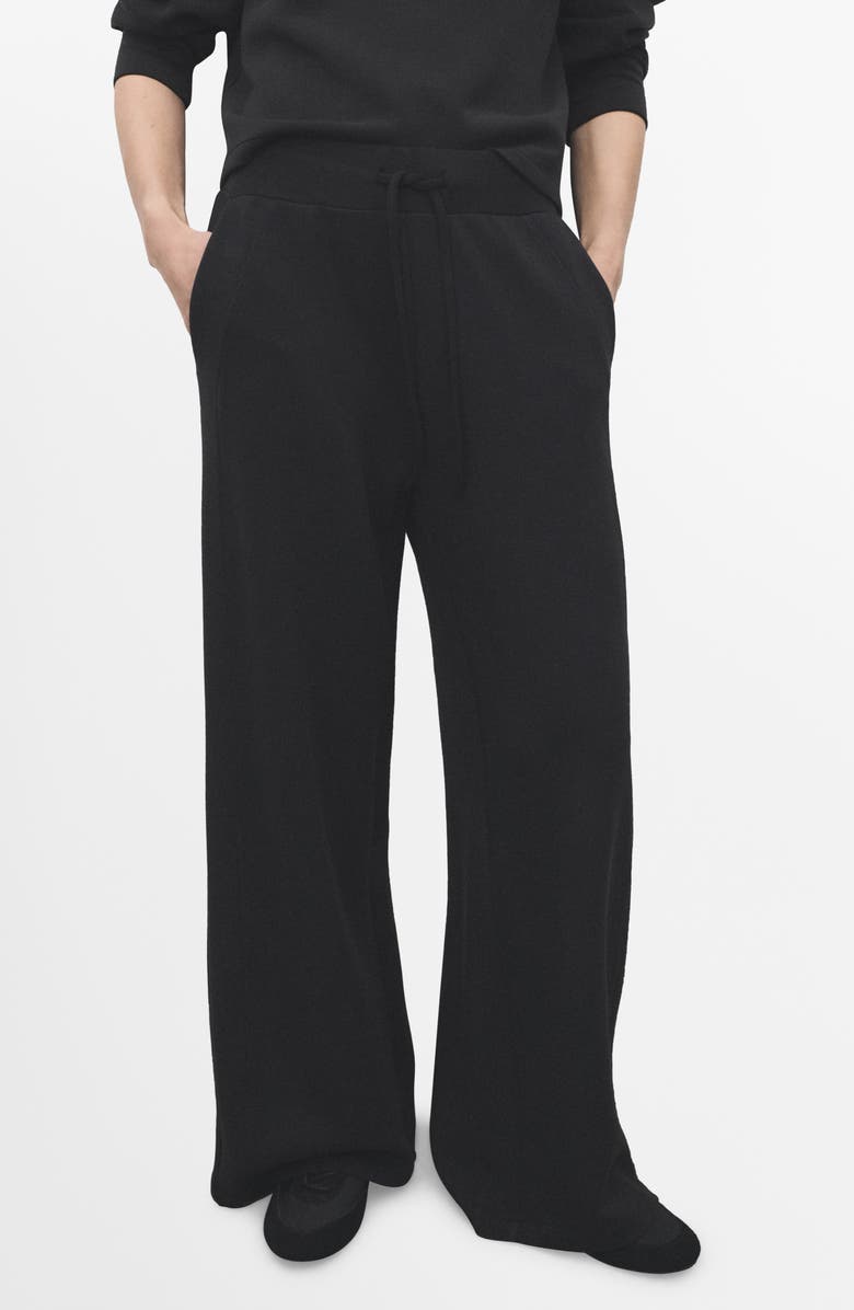 MANGO Drawstring Straight Leg Pants, Main, color, Black