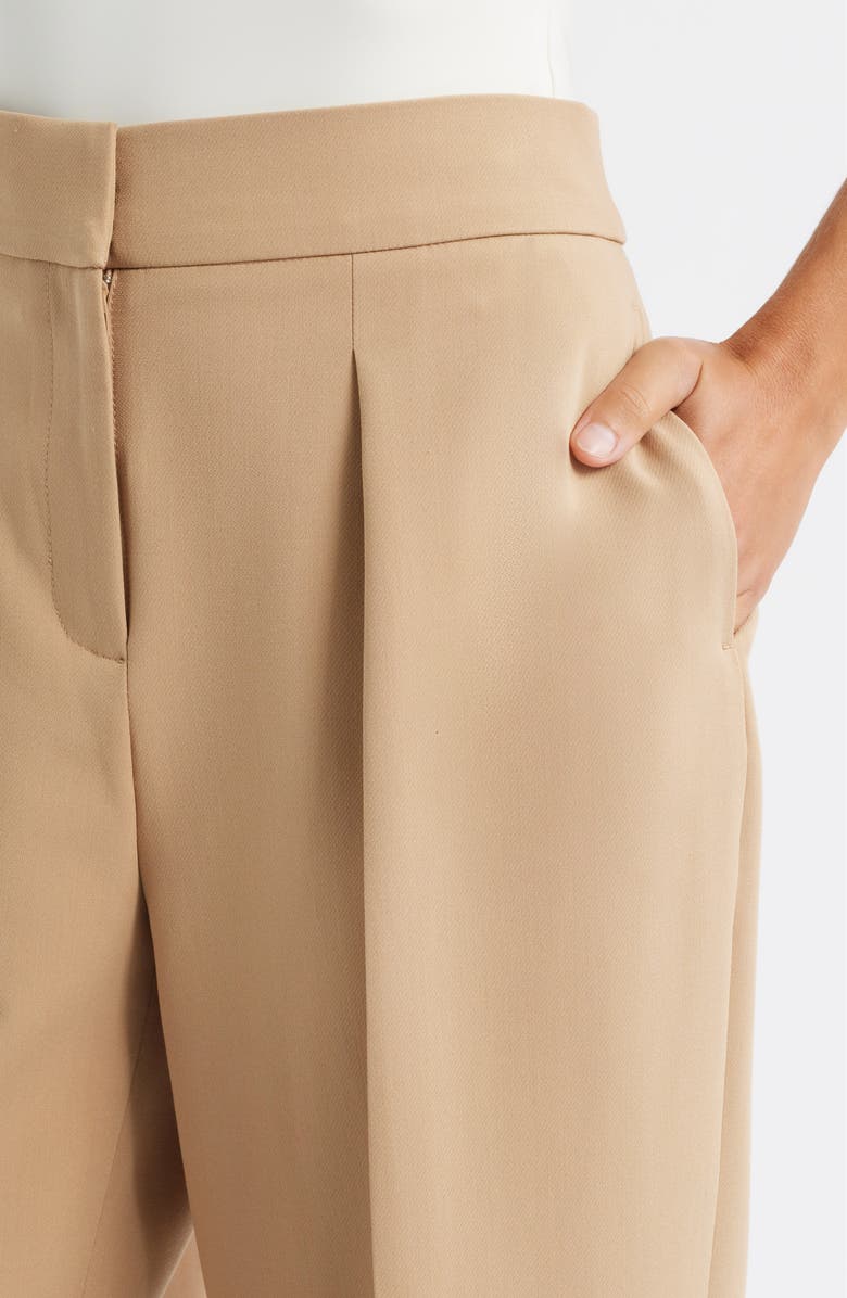 Anne Klein Pleated High Waist Wide Leg Pants, Alternate, color, Light Coffee