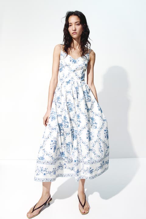 Flared-skirt strappy dress