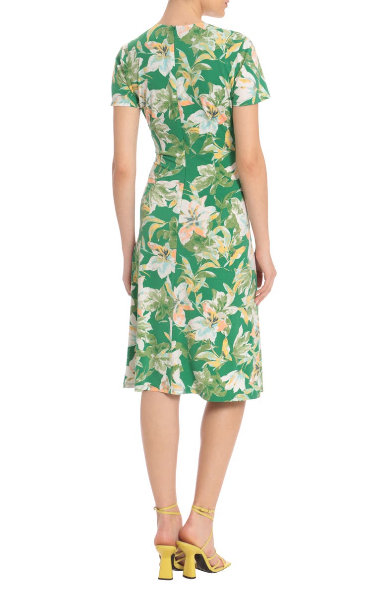 Maggy London Floral Short Sleeve Ruched Midi Dress, Alternate, color, 