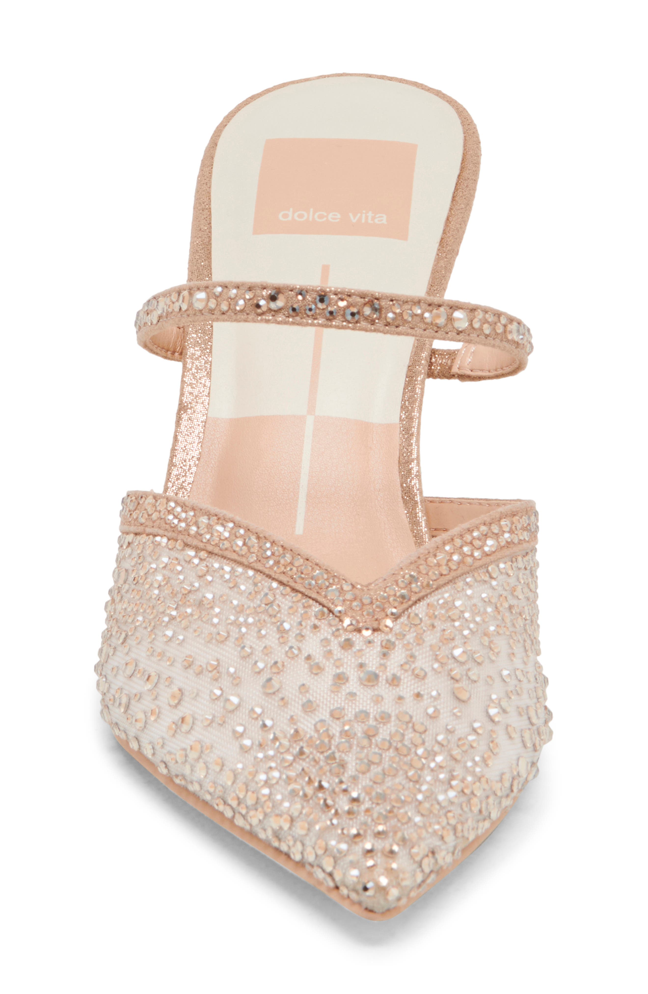 Kanika Crystal Pointed Toe Mule, Alternate, color, GOLD MESH