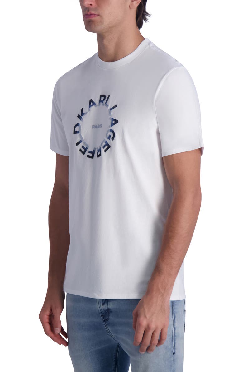 KARL LAGERFELD PARIS Flocked Circle Logo T-Shirt, Alternate, color, 