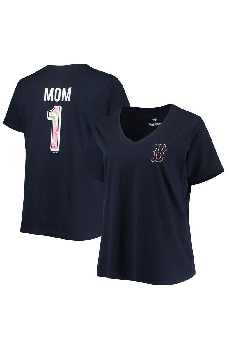 PROFILE Women's Navy Boston Red Sox Plus Size #1 Mom 2-Hit V-Neck T-Shirt, Main, color, Navy