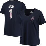 PROFILE Women's Navy Boston Red Sox Plus Size #1 Mom 2-Hit V-Neck T-Shirt