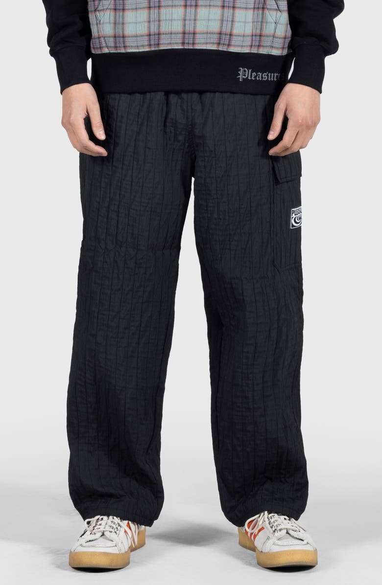 PLEASURES Rescue Pleated Cargo Pants, Main, color, Black