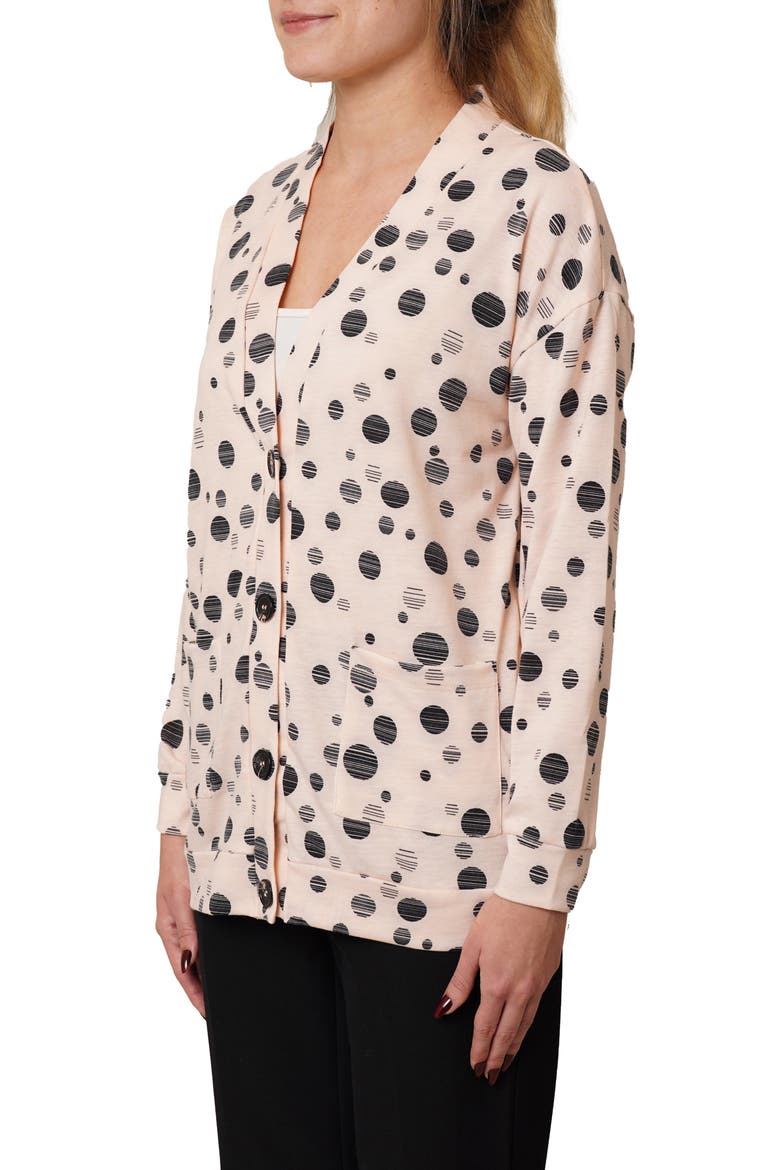 Drop Shoulder Dot French Terry Sweater, Alternate, color, PASTEL PINK/ BLACK