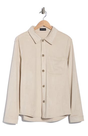 Tahari Faux Suede Overshirt In Neutral