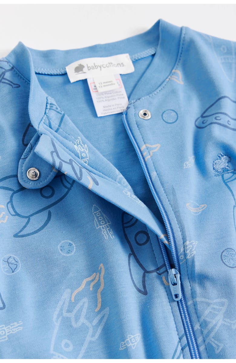 Babycottons Skyward Snug Zip Footed Pajama for Infant, Alternate, color, Blue