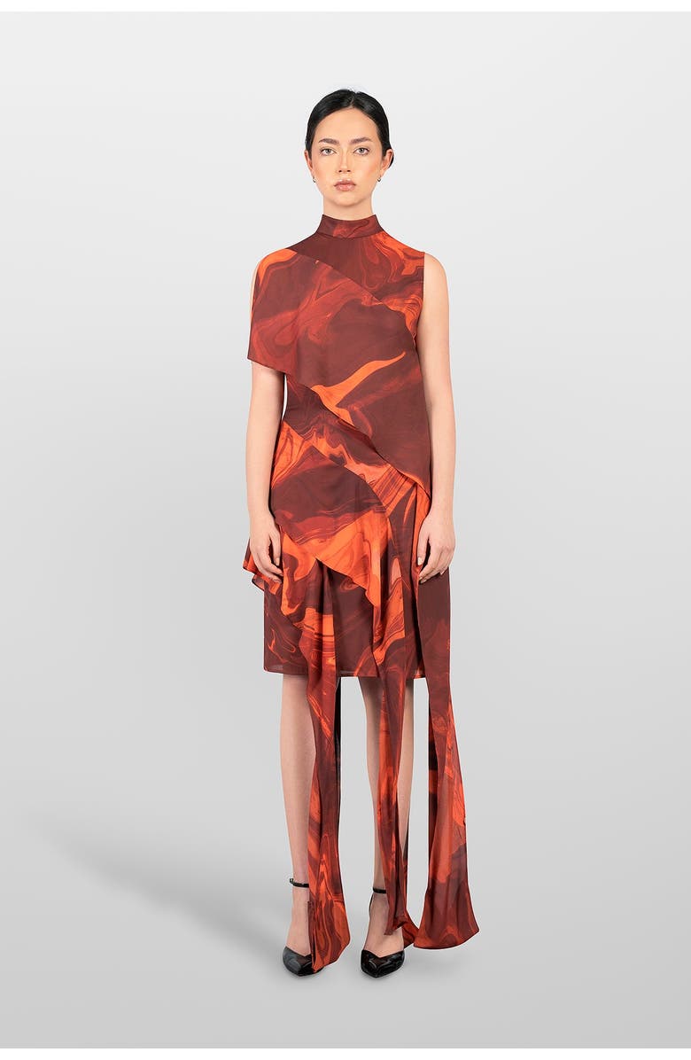 LAURA APARICIO Volant Dress, Main, color, Orange