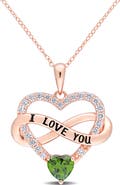 Julianna B. Color Zirconia Infinity Heart Necklace Rose-Plated