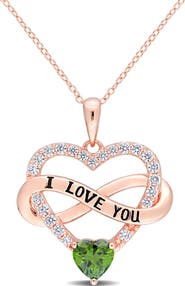 Julianna B. Color Zirconia Infinity Heart Necklace Rose-Plated