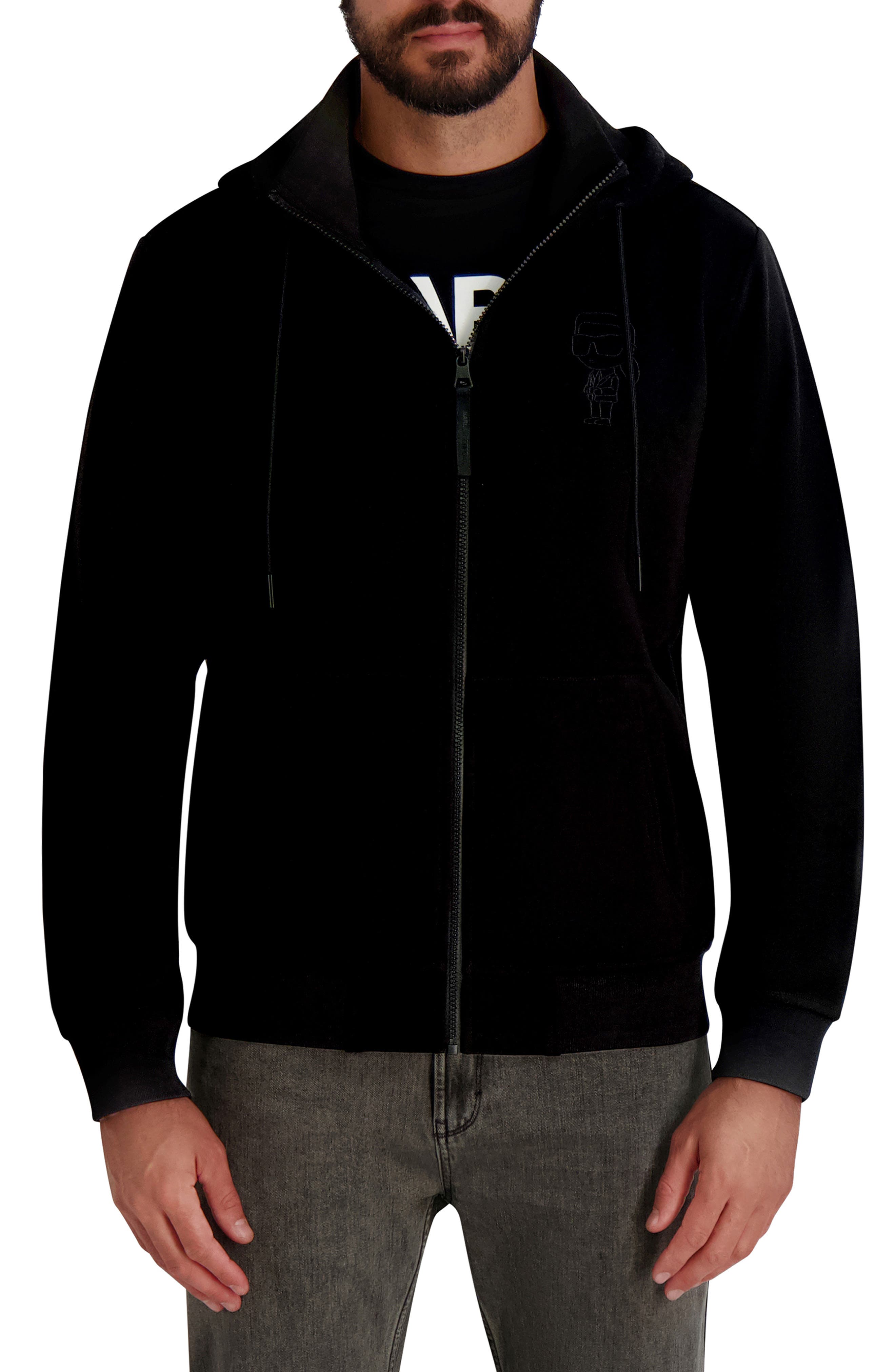 KARL LAGERFELD PARIS Zip Fleece Hoodie