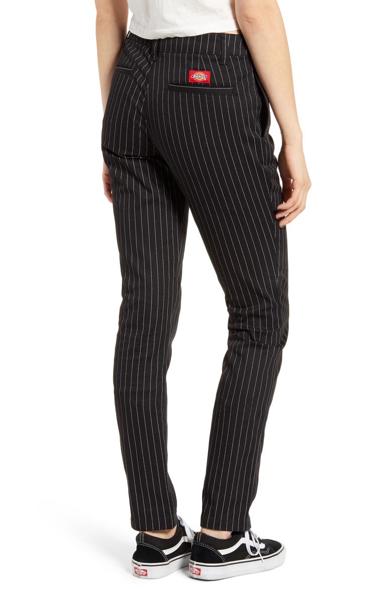 Pinstripe Four Pocket Stretch Cotton Pants, Alternate, color, BLACK