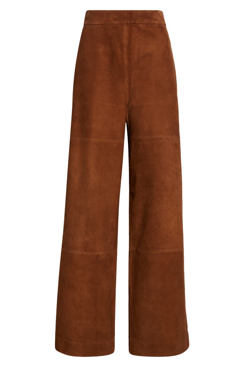 Suede Wide Leg Pants, Alternate, color, TOFFEE