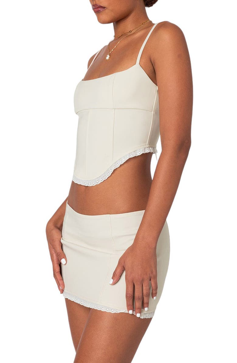 EDIKTED Thora Lace-Up Back Corset Top, Alternate, color, Cream