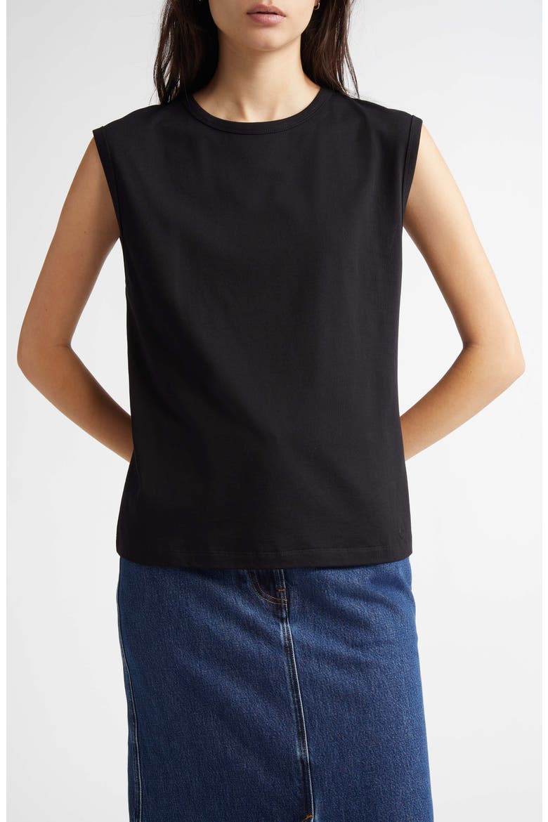 Brani Sleeveless Cotton T-Shirt, Main, color, BLACK