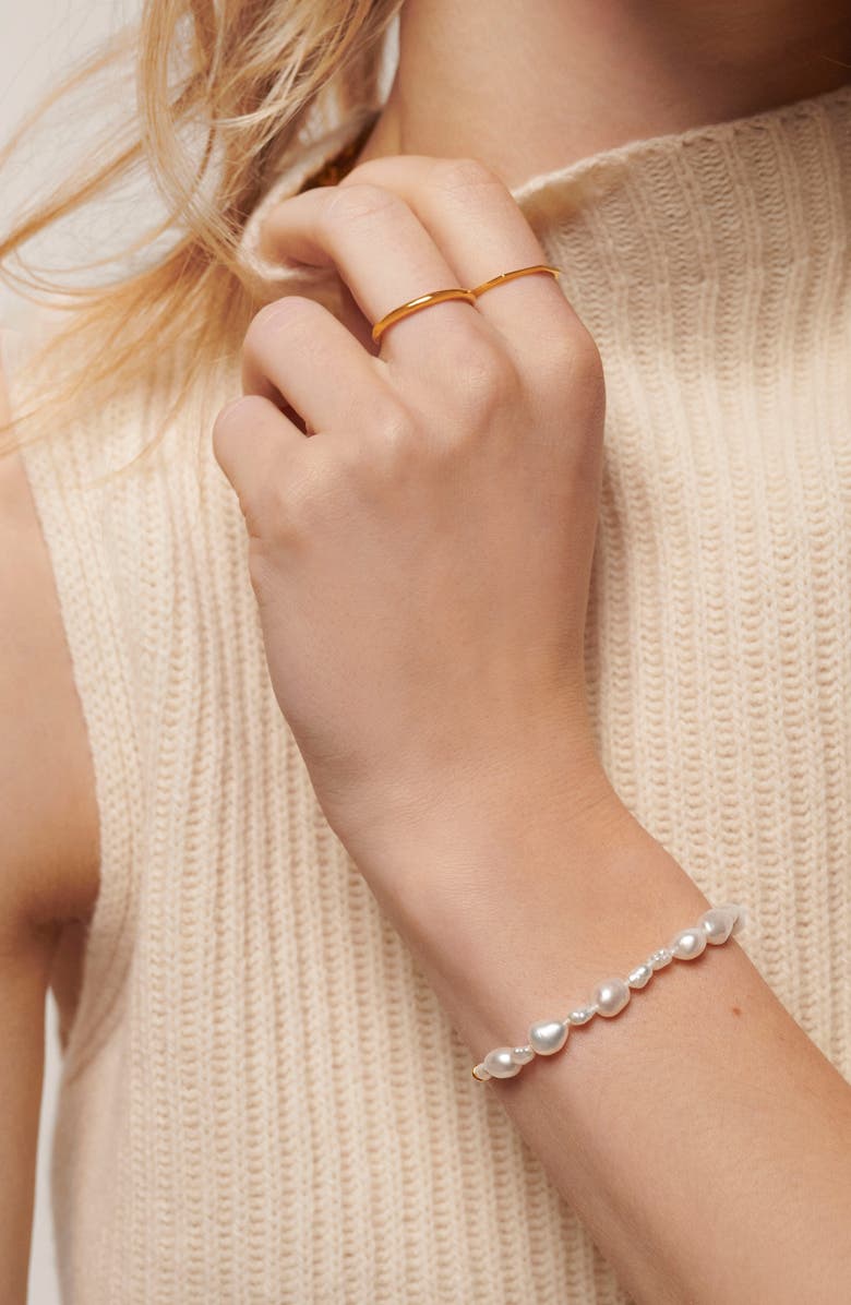 Monica Vinader Nura Reef Freshwater Pearl Friendship Bracelet, Alternate, color, 18Ct Gold Vermeil / Pearl