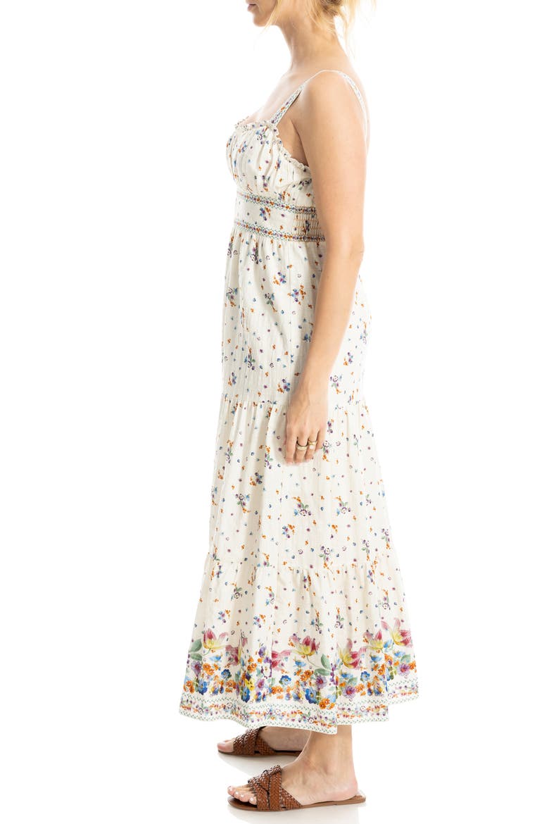 Strappy Tiered Maxi Dress, Alternate, color, CREAM/ PURPLE BLUSH