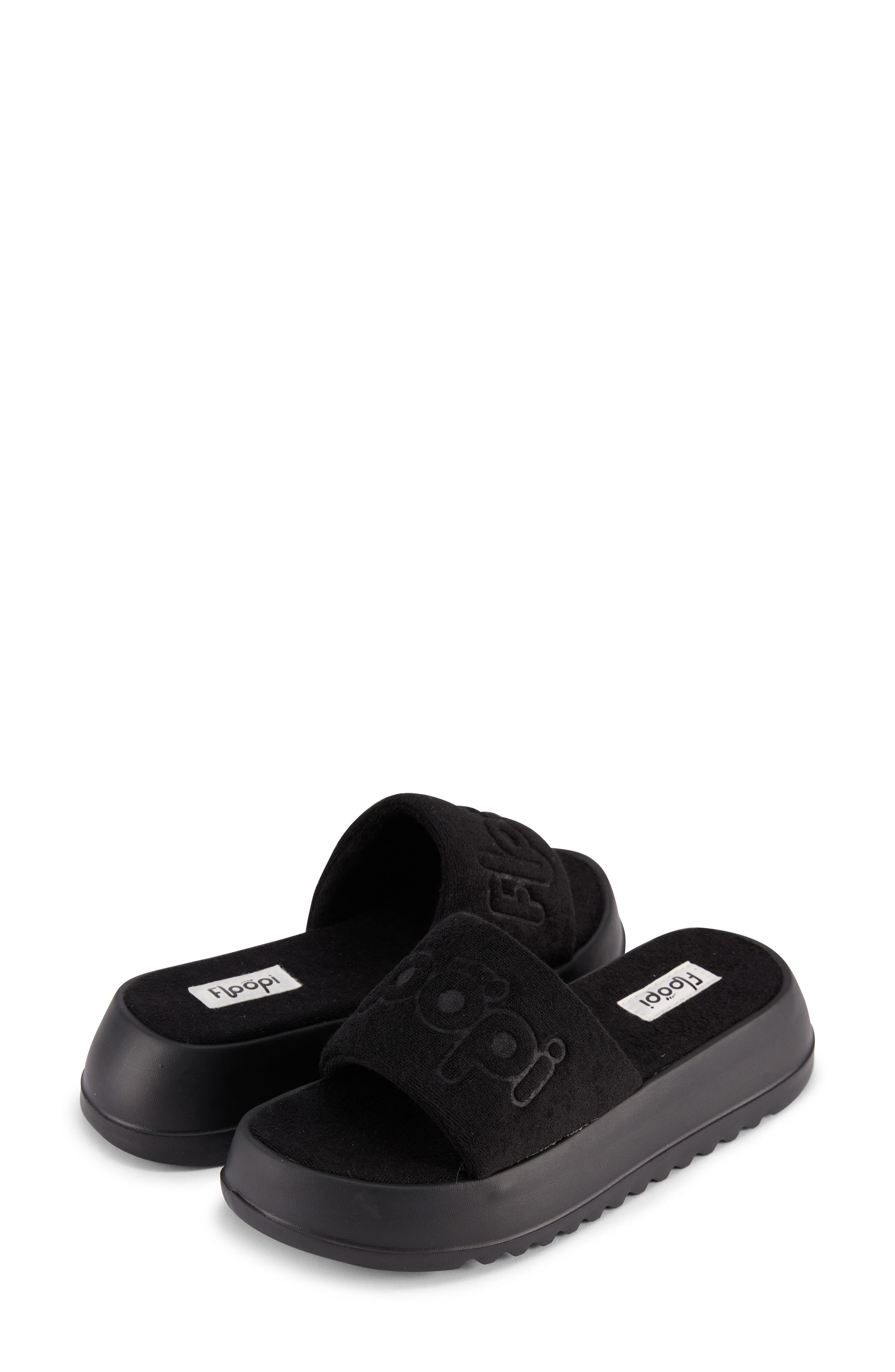 FLOOPI Terry Platform Slide Sandal, Alternate, color, Black