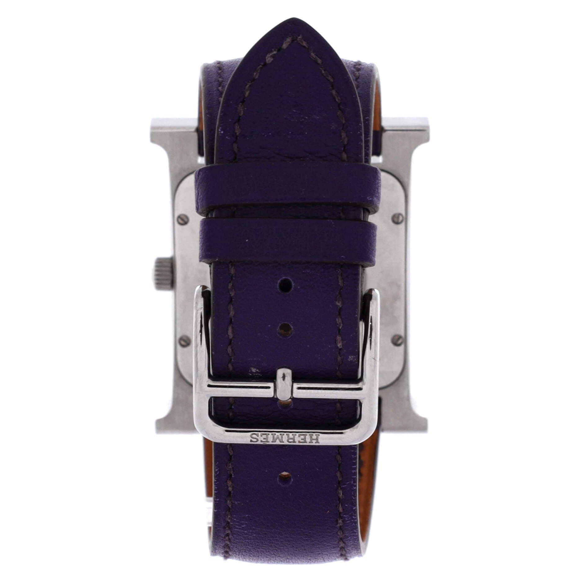 Pre-Owned Hermes Heure H Quartz Watch Stainless Steel and Leather 30, Alternate, color, Purple