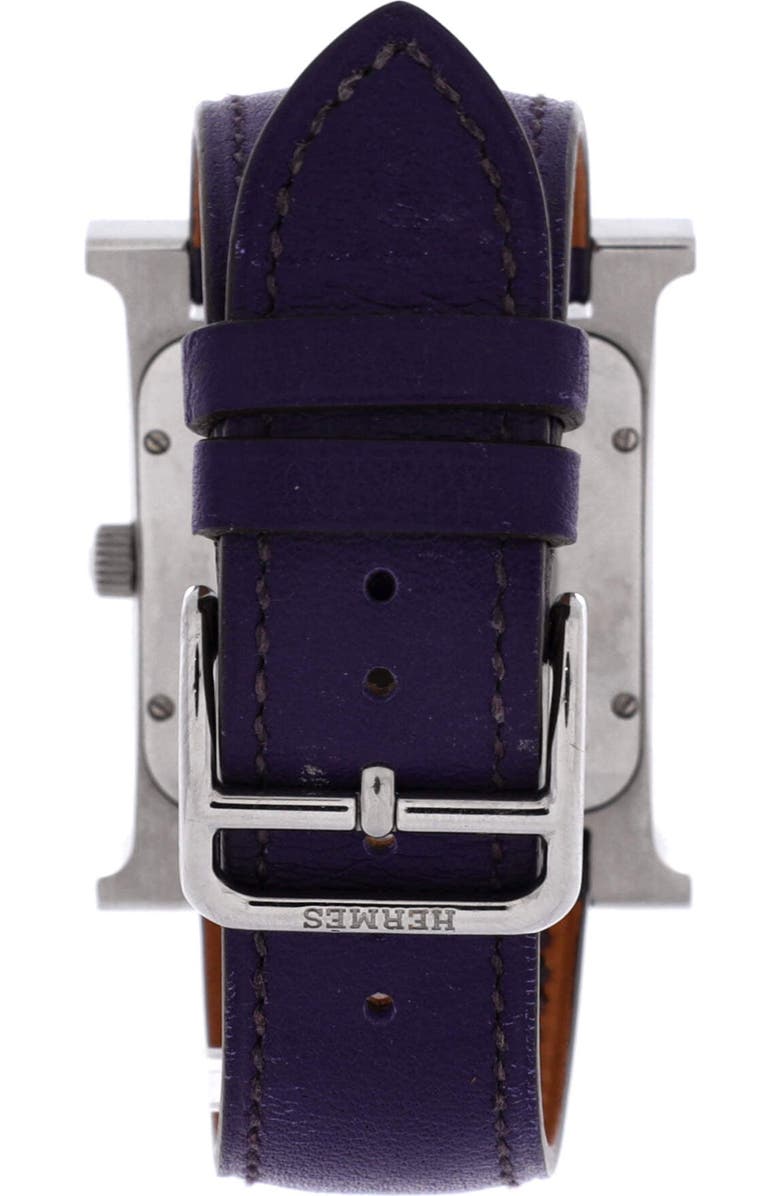 Pre-Owned Hermes Heure H Quartz Watch Stainless Steel and Leather 30, Alternate, color, Purple