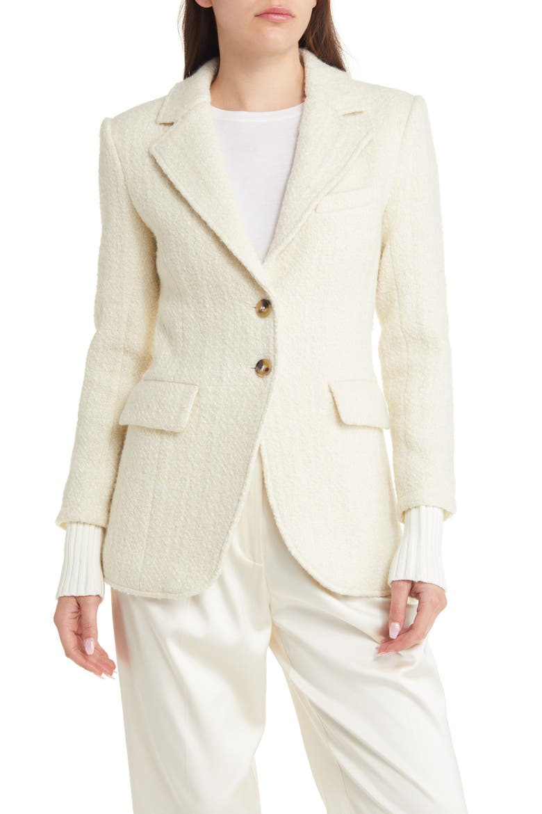 The City Layered Tweed Blazer, Alternate, color, WHITE BOUCLE