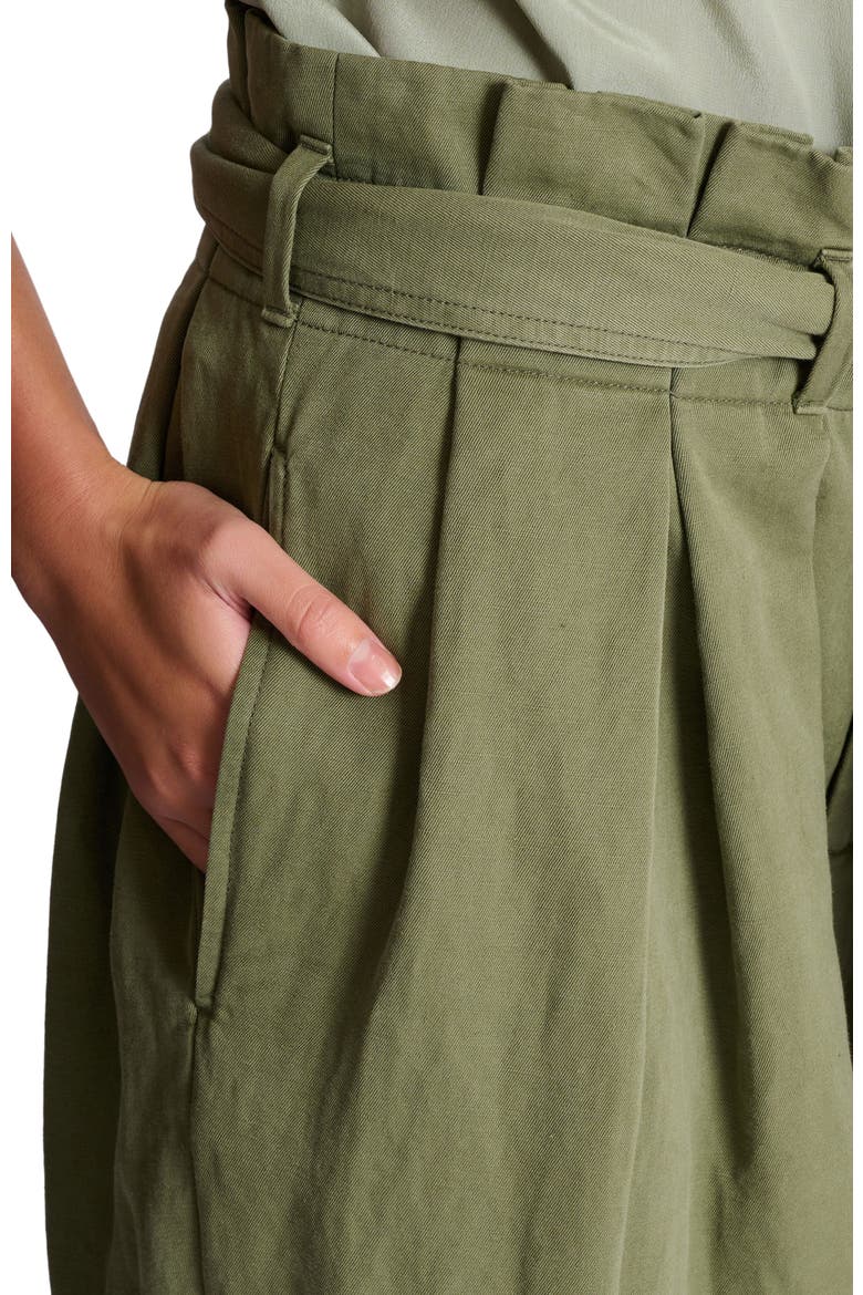 Twill high-waisted trousers, Alternate, color, green