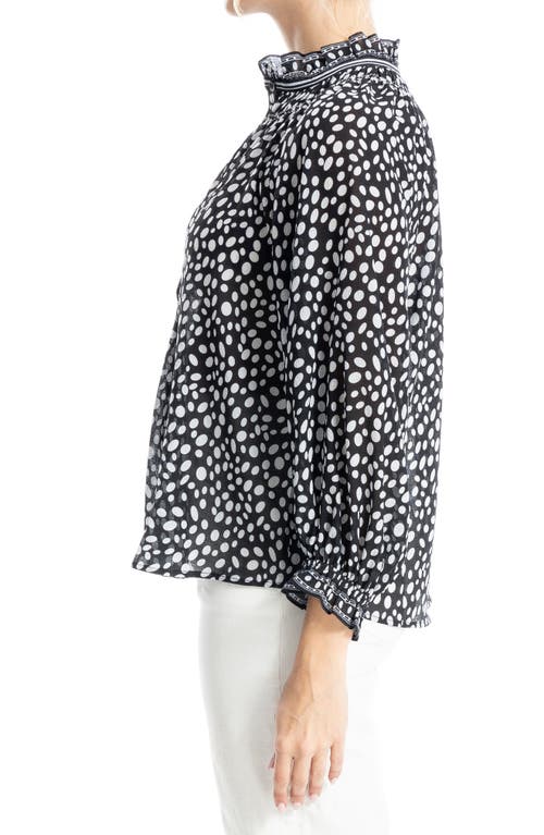 MAX STUDIO MAX STUDIO RUFFLE COLLAR PUFF SHOULDER TOP