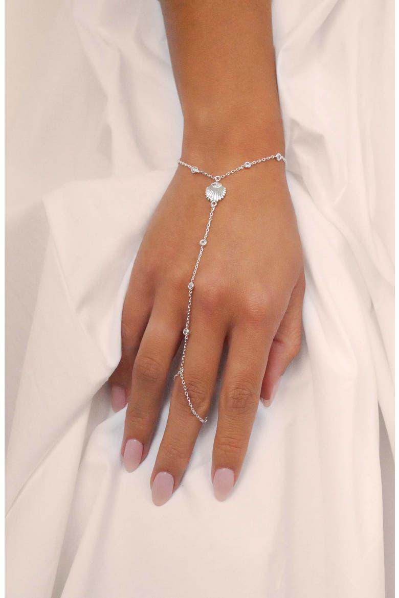 Santorini Shell Hand Chain, Alternate, color, SILVER