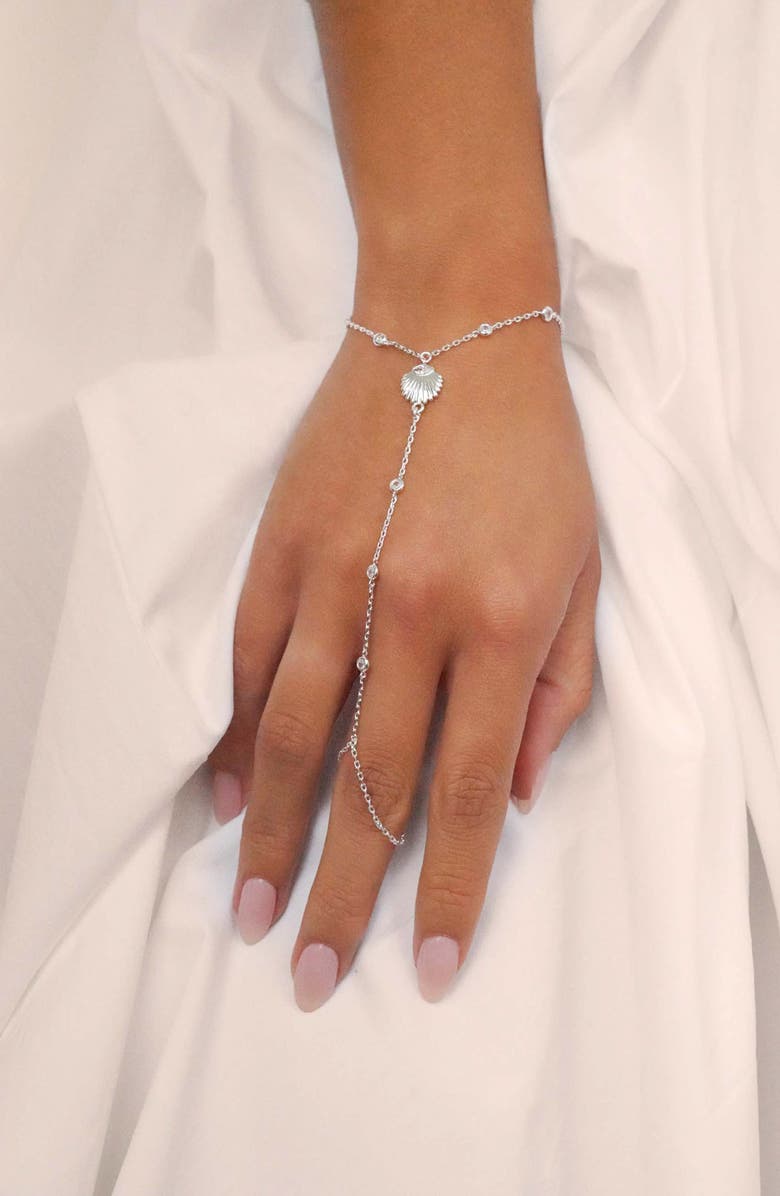 Ettika Santorini Shell Hand Chain, Alternate, color, Silver